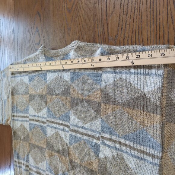 Vintage Janzen Sweater XL Brown Gray Sweater Geometric Diamond Pattern Knit - Picture 12 of 15